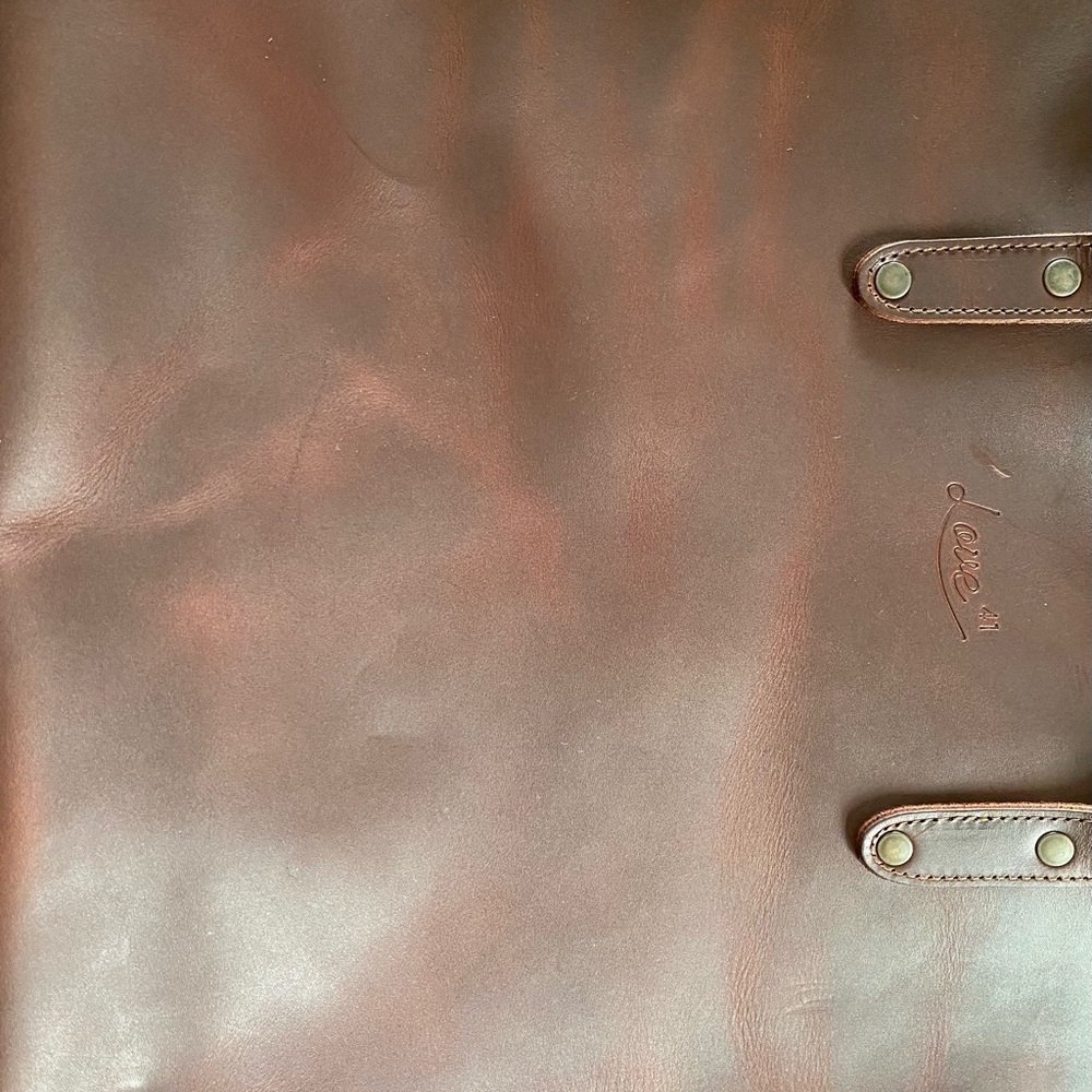 Elegant Brown chestnut Love 41  Leather Tote Bag - Picture 5 of 7